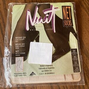 1 pair netted stockings/nylons white color from NUIT the original look one size